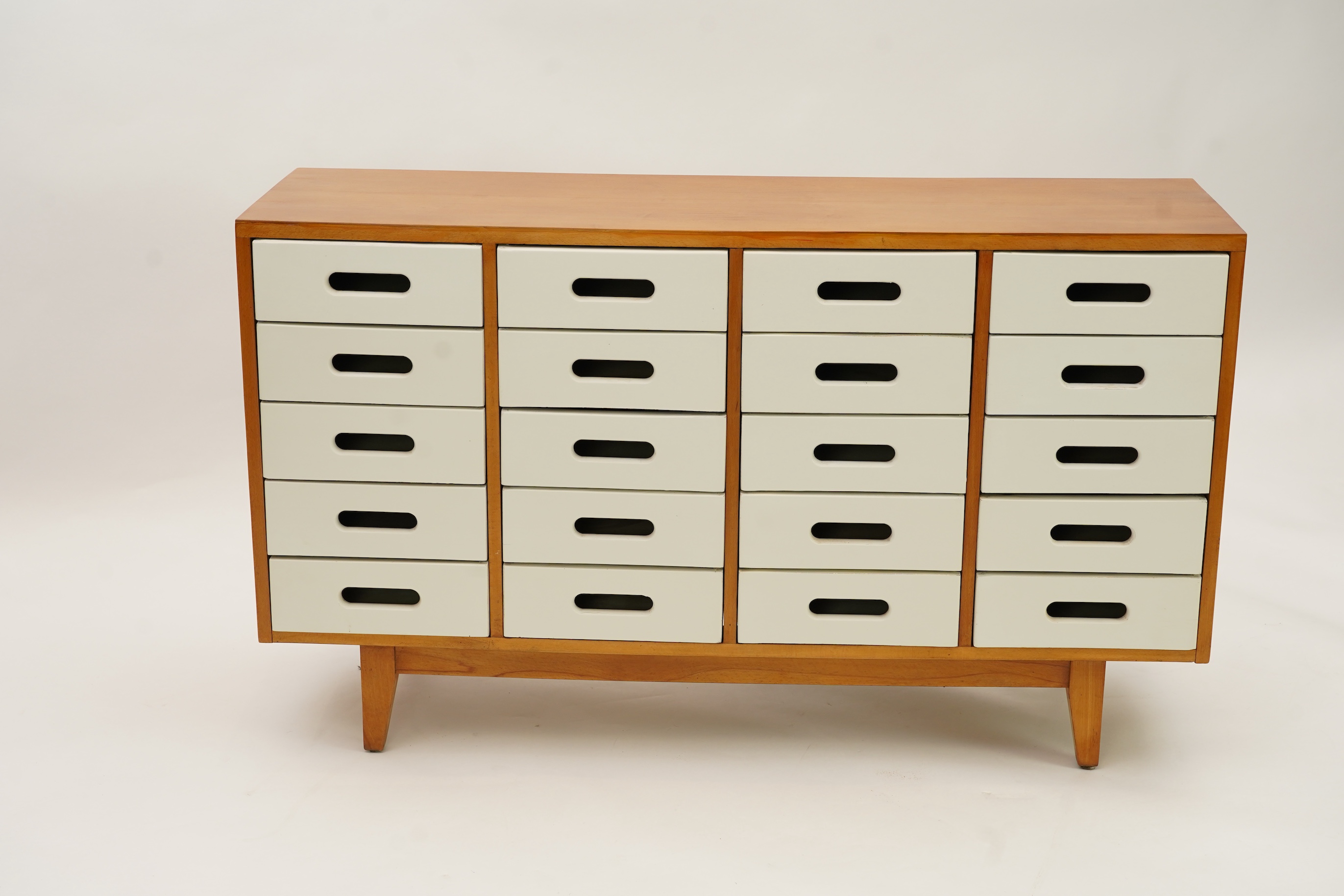 James Leonard (British, 20th century) for Esavian (E.S.A) Education Supply Association Ltd: A School (Scgool) bank of drawers